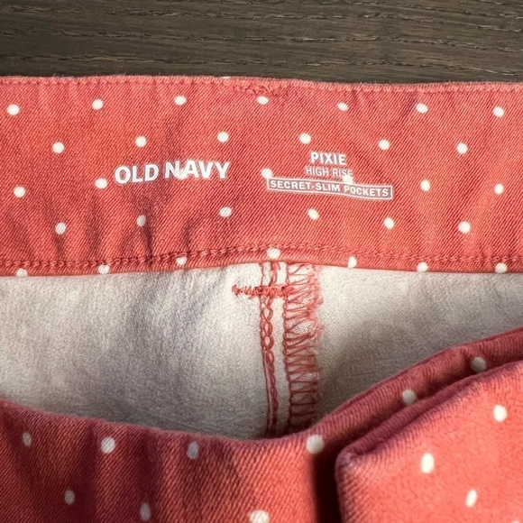 Old Navy Pixie High Rise Ankle Pant Gooseberry Polka Dot - Picture 10 of 11